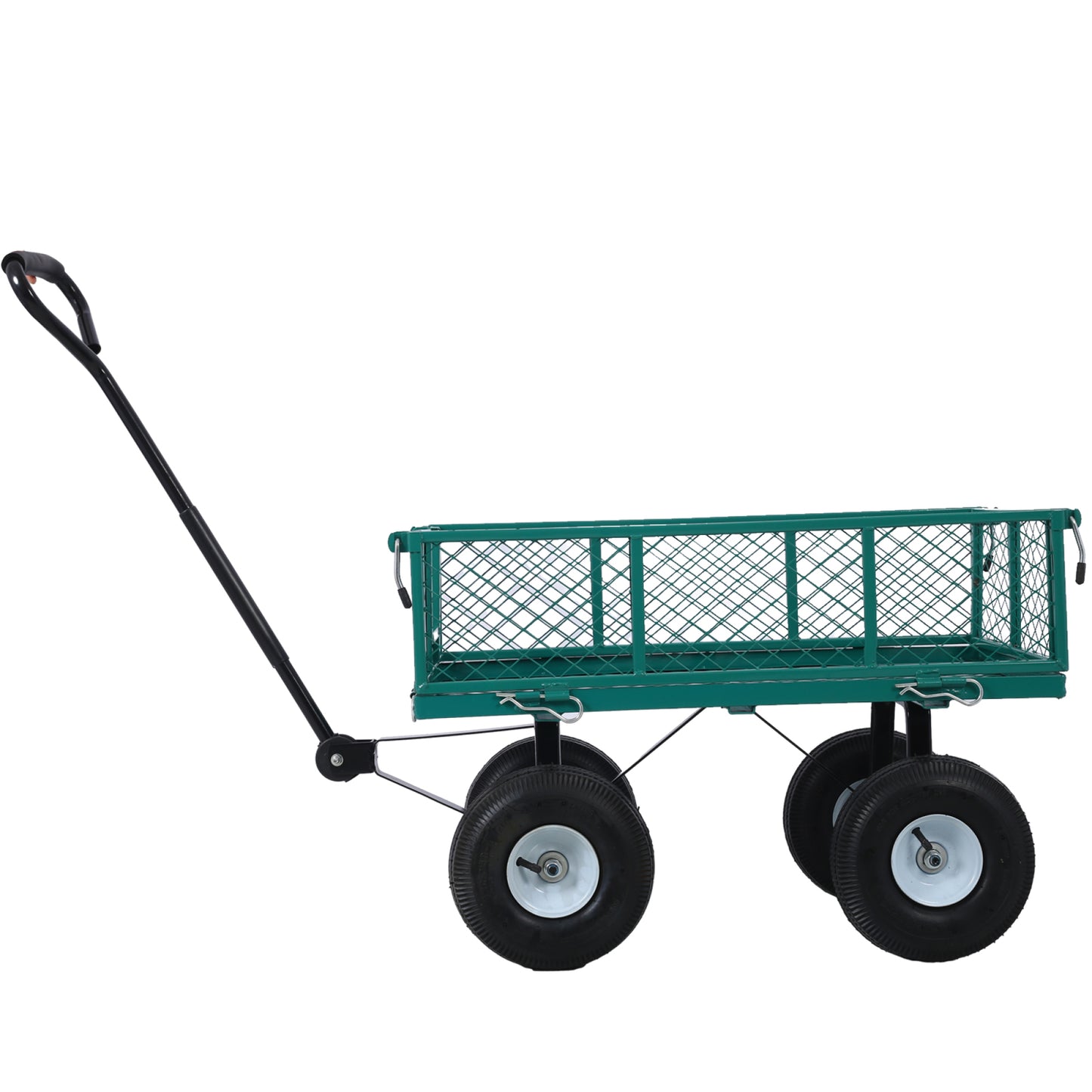 Steel Garden Cart with Removable Steel Mesh Sides, 3 cu ft Capacity, 550 lb Load, Ideal for Yard Work, Gardening, and Landscaping, Green