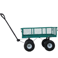 Steel Garden Cart with Removable Steel Mesh Sides, 3 cu ft Capacity, 550 lb Load, Ideal for Yard Work, Gardening, and Landscaping, Green