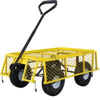 Heavy-Duty Steel Garden Cart with Removable Sides, 3 cu ft Capacity, 550 lb Weight Limit, Yellow