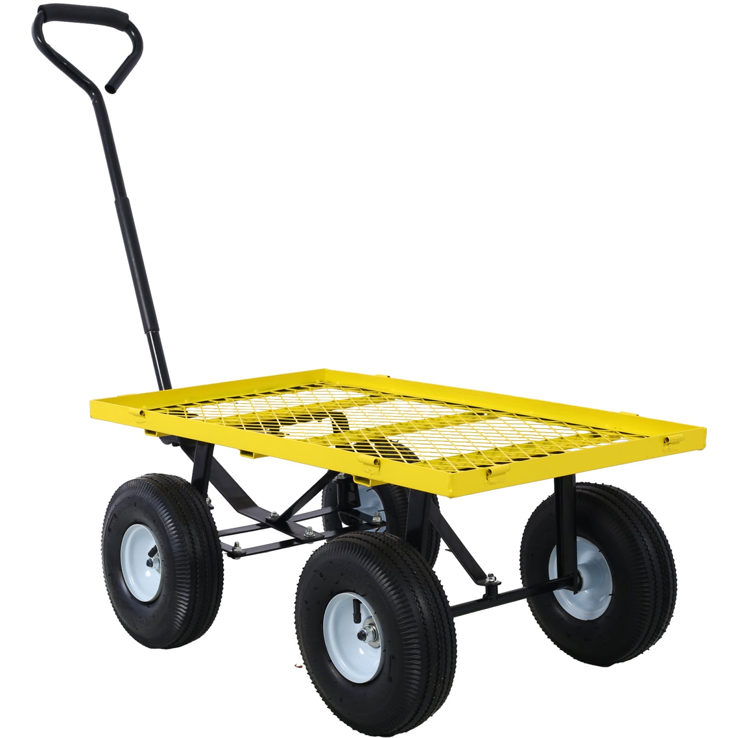 Heavy-Duty Steel Garden Cart with Removable Sides, 3 cu ft Capacity, 550 lb Weight Limit, Yellow