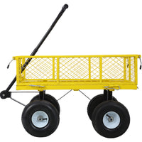 Heavy-Duty Steel Garden Cart with Removable Sides, 3 cu ft Capacity, 550 lb Weight Limit, Yellow