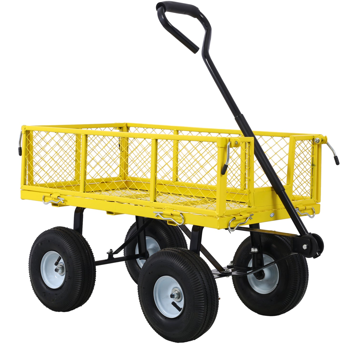 Heavy-Duty Steel Garden Cart with Removable Sides, 3 cu ft Capacity, 550 lb Weight Limit, Yellow