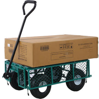 Steel Garden Cart with Removable Steel Mesh Sides, 3 cu ft Capacity, 550 lb Load, Ideal for Yard Work, Gardening, and Landscaping, Green