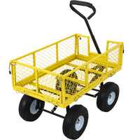 Heavy-Duty Steel Garden Cart with Removable Sides, 3 cu ft Capacity, 550 lb Weight Limit, Yellow