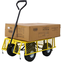 Heavy-Duty Steel Garden Cart with Removable Sides, 3 cu ft Capacity, 550 lb Weight Limit, Yellow