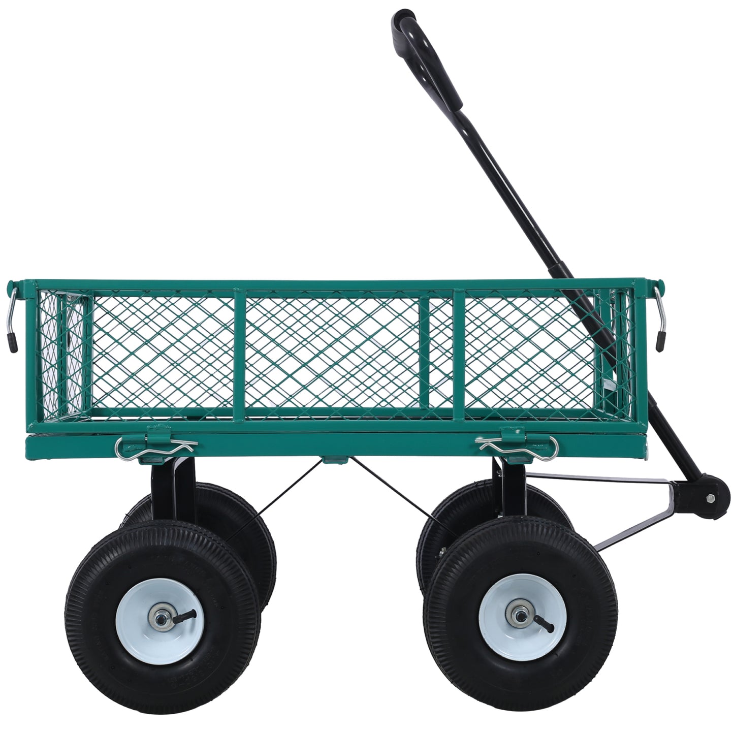 Steel Garden Cart with Removable Steel Mesh Sides, 3 cu ft Capacity, 550 lb Load, Ideal for Yard Work, Gardening, and Landscaping, Green