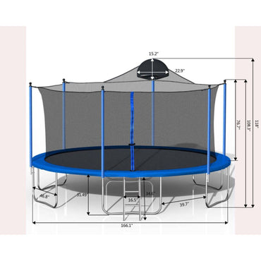 14FT Trampoline for Kids & Adults with Basketball Hoop, Safety Enclosure Net, and Ladder - Outdoor Fun for the Whole Family