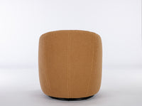 Teddy Fabric Swivel Accent Armchair Barrel Chair With Black Powder Coating Metal Ring,Khaki