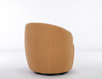Teddy Fabric Swivel Accent Armchair Barrel Chair With Black Powder Coating Metal Ring,Khaki