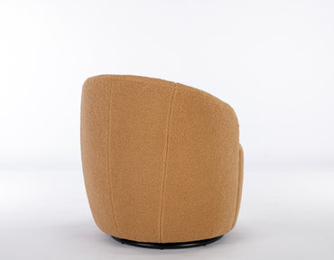 Teddy Fabric Swivel Accent Armchair Barrel Chair With Black Powder Coating Metal Ring,Khaki