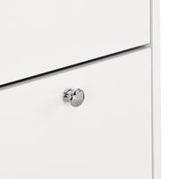 Narrow Tipping Bucket Shoe Cabinet with 3 Flip Drawers and Hooks White Wood Grain Entryway Organizer