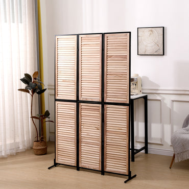 6 Ft Wood Folding Privacy Screen, Free Standing Wall Dividers, Room Separator For Living Room, Bedroom, Dining Room