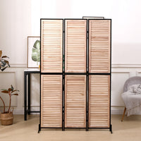 6 Ft Wood Folding Privacy Screen, Free Standing Wall Dividers, Room Separator For Living Room, Bedroom, Dining Room