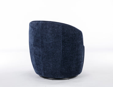 Chenille Fabric Swivel Accent Armchair Barrel Chair With Black Powder Coating Metal Ring,Blue