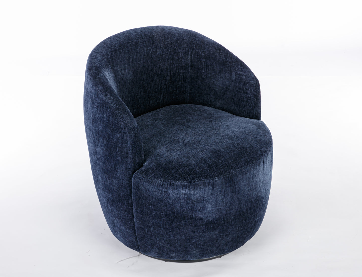 Chenille Fabric Swivel Accent Armchair Barrel Chair With Black Powder Coating Metal Ring,Blue