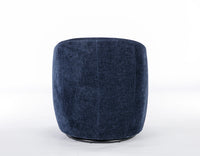 Chenille Fabric Swivel Accent Armchair Barrel Chair With Black Powder Coating Metal Ring,Blue
