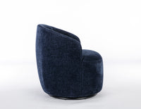 Chenille Fabric Swivel Accent Armchair Barrel Chair With Black Powder Coating Metal Ring,Blue