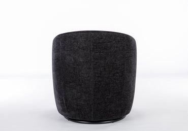 Chenille Fabric Swivel Accent Armchair Barrel Chair With Black Powder Coating Metal Ring,Black