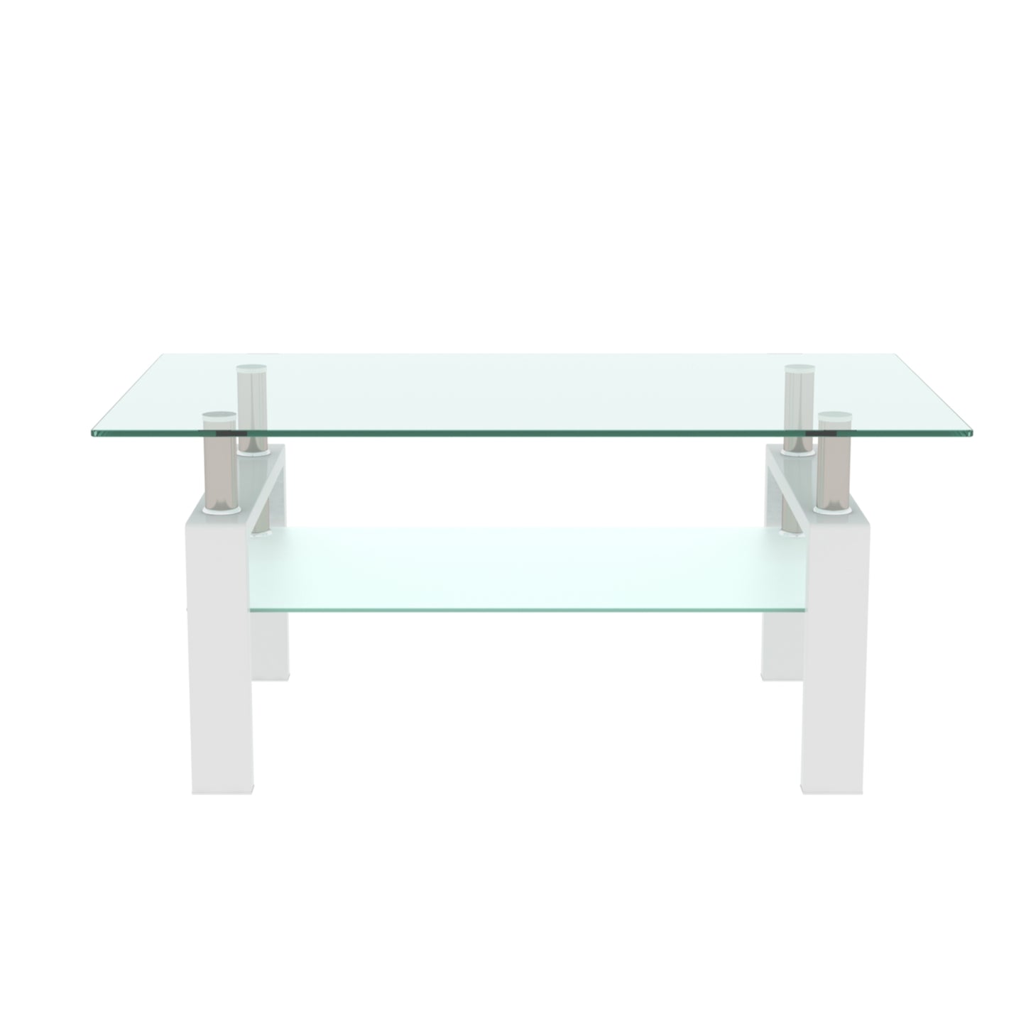 Modern Clear White Coffee Table - Stylish Center Table for Living Room, Contemporary Side Table Furniture