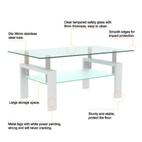 Modern Clear White Coffee Table - Stylish Center Table for Living Room, Contemporary Side Table Furniture