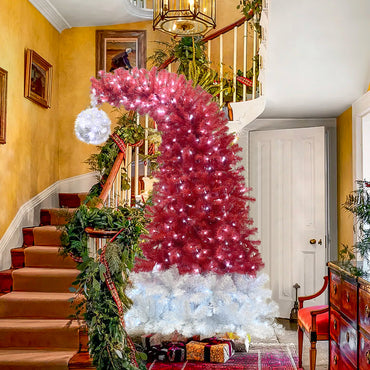 6FT Hinged Artificial Christmas Tree - Bendable Santa Hat Style, 1250 Lush Branch Tips, 300 LED Lights, Holiday Decor for Xmas Celebrations