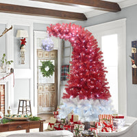 6FT Hinged Artificial Christmas Tree - Bendable Santa Hat Style, 1250 Lush Branch Tips, 300 LED Lights, Holiday Decor for Xmas Celebrations