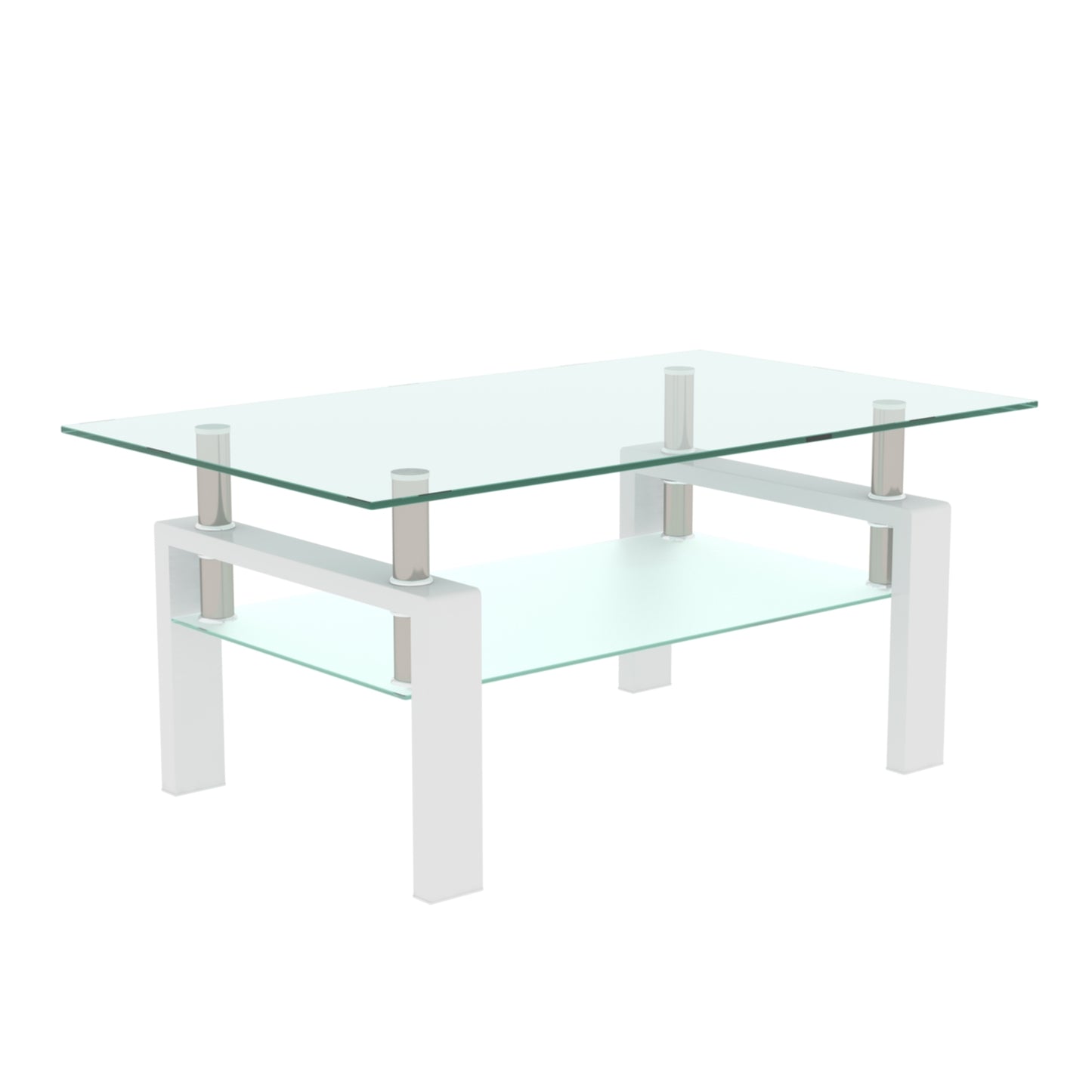 Modern Clear White Coffee Table - Stylish Center Table for Living Room, Contemporary Side Table Furniture