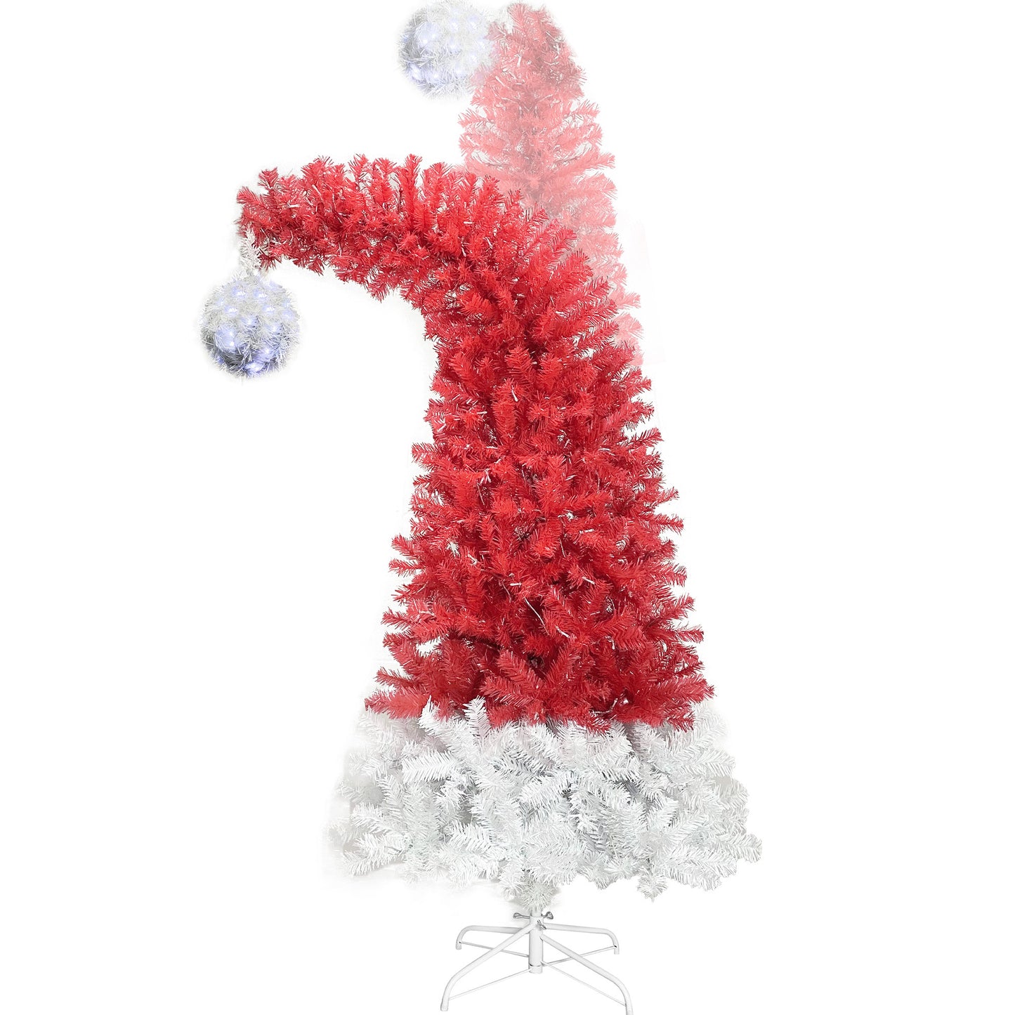 6FT Hinged Artificial Christmas Tree - Bendable Santa Hat Style, 1250 Lush Branch Tips, 300 LED Lights, Holiday Decor for Xmas Celebrations