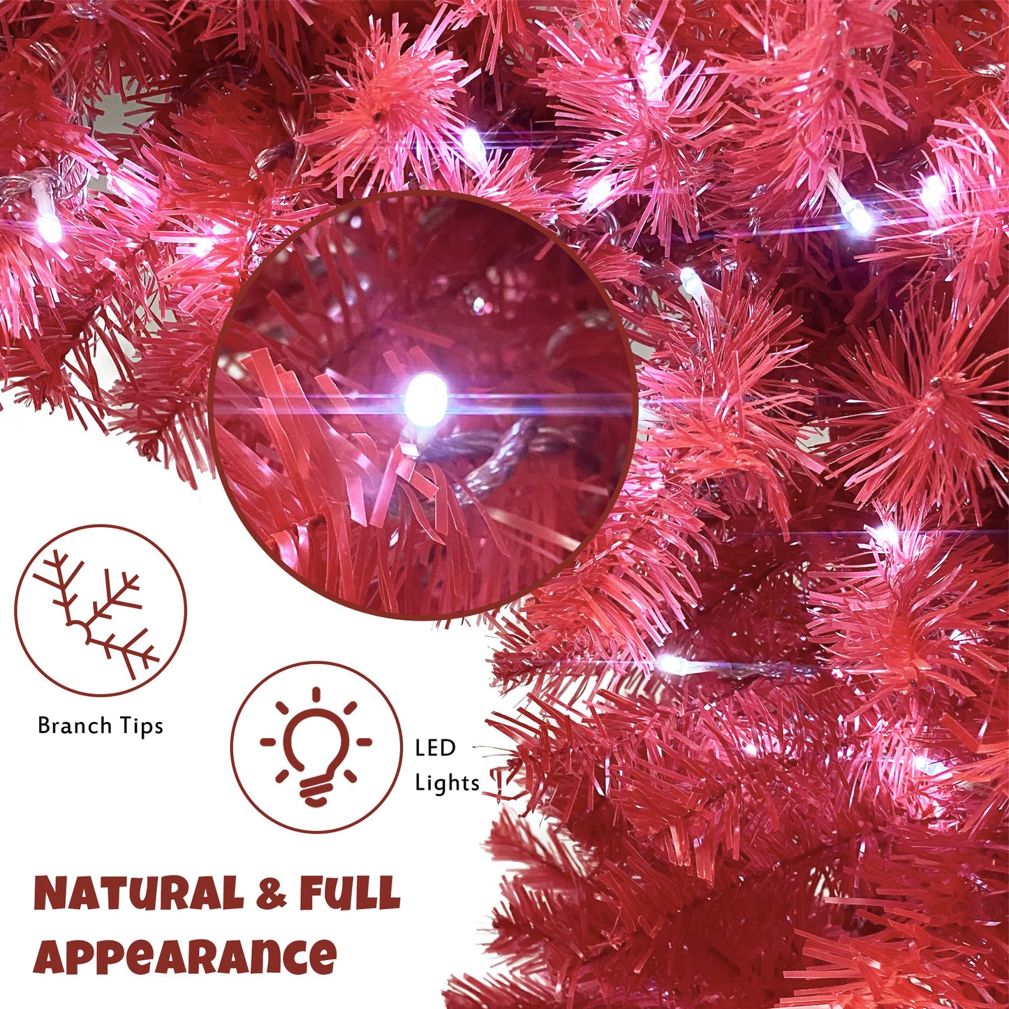 6FT Hinged Artificial Christmas Tree - Bendable Santa Hat Style, 1250 Lush Branch Tips, 300 LED Lights, Holiday Decor for Xmas Celebrations