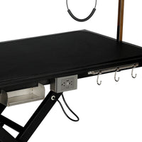 Electric Pet Grooming Table, Deluxe Adjustable Height 8” to 36”, 110V/220V, Professional Recommended, Black Color