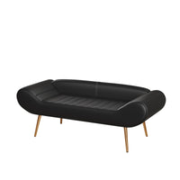 Versatile 57-Inch Black Sofa Stool with PVC Fabric – Ideal for Bedside or Porch Use