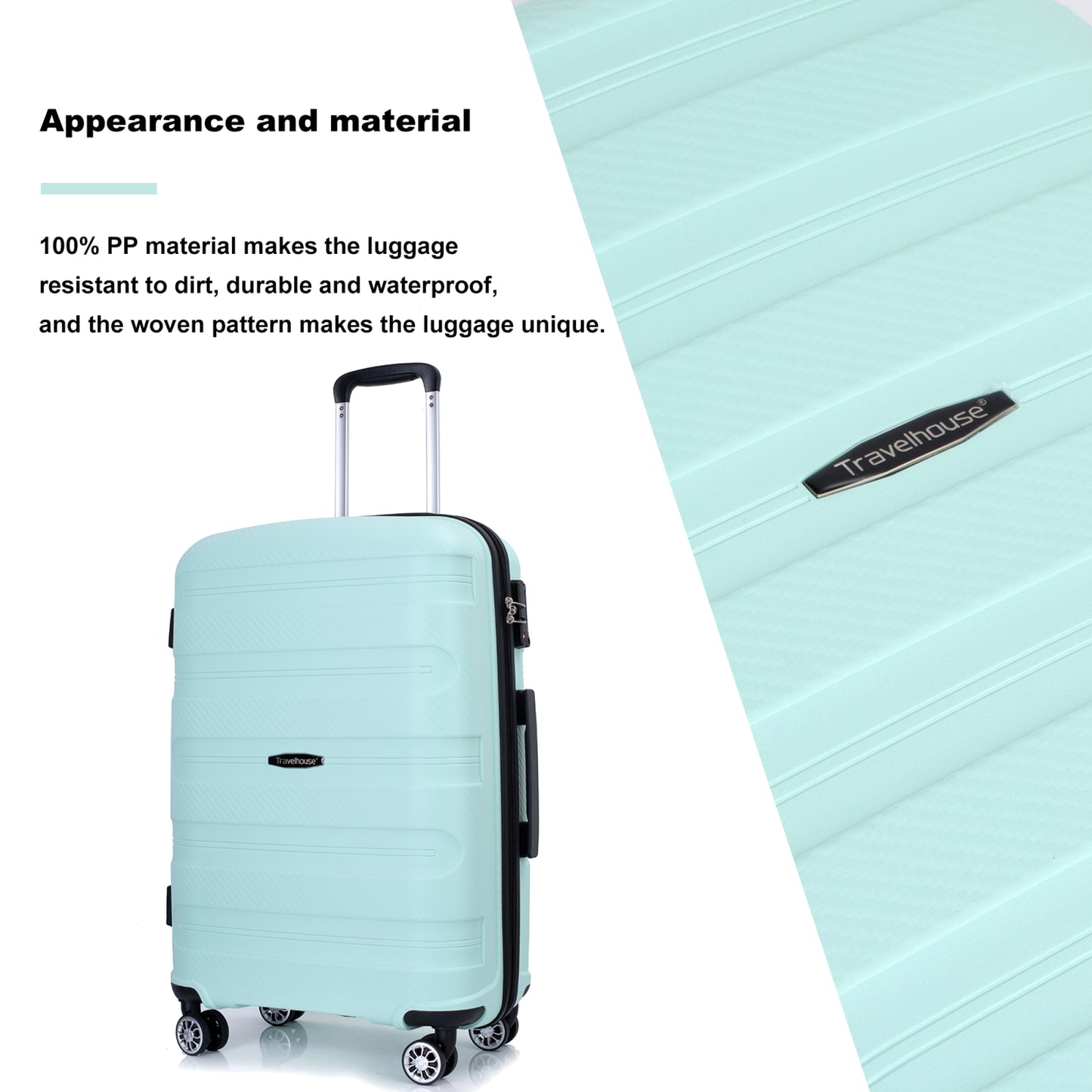 Light Green Hardshell Suitcase Set - 3-Piece Lightweight Durable Luggage with Spinner Wheels & TSA Lock (20/24/28)