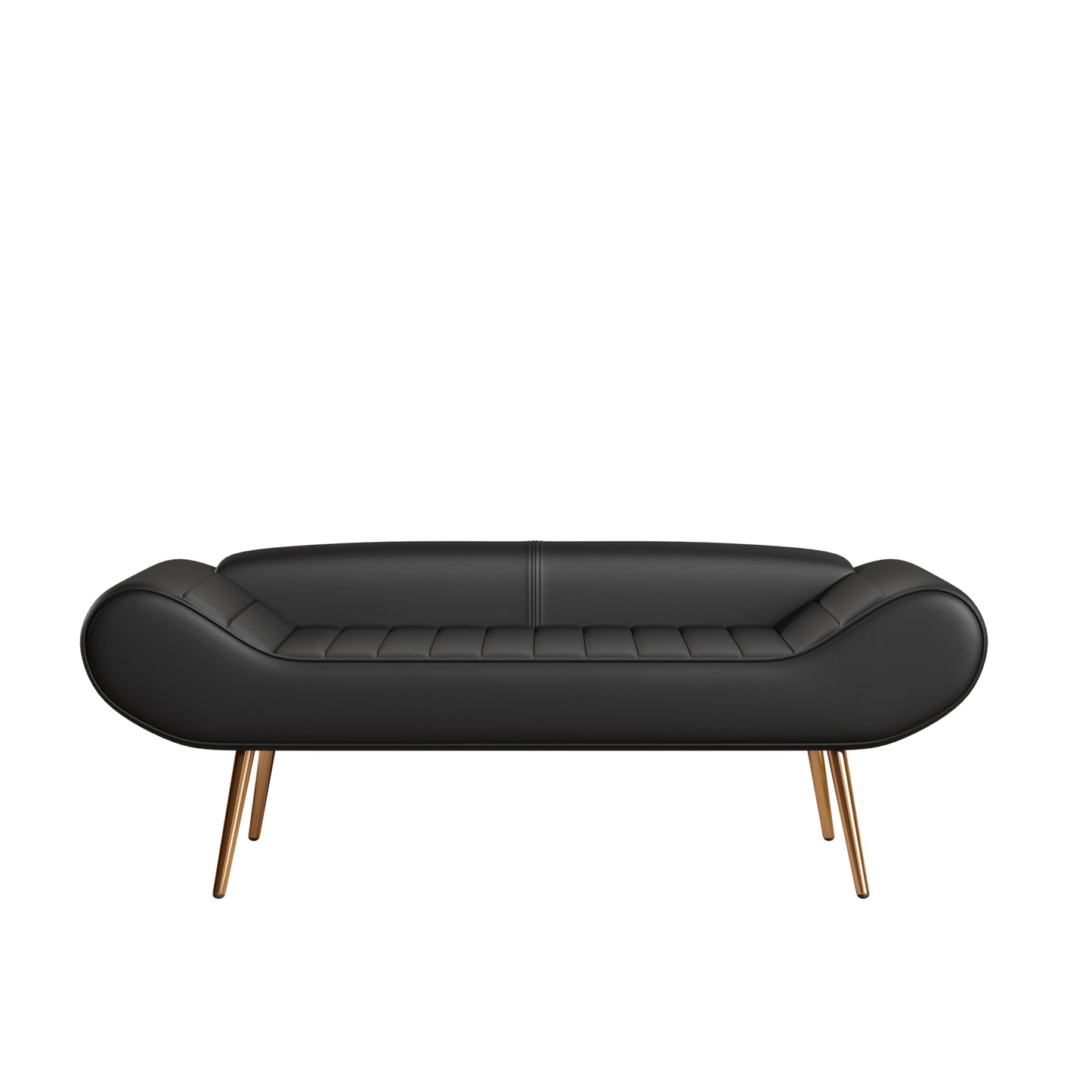 Versatile 57-Inch Black Sofa Stool with PVC Fabric – Ideal for Bedside or Porch Use