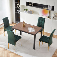 Green Velvet High Back Dining Chair Set of 4, Modern Fabric Chairs with Golden Legs, Nordic Style Home Furniture