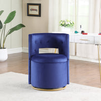 360 degree  Swivel Accent Chair with Storage Velvet Curved Chair Gold Metal Base for Living Room Nursery Bedroom