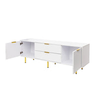 Modern Warm White TV Cabinet for Living Room Bedroom Storage Unit Entertainment Center