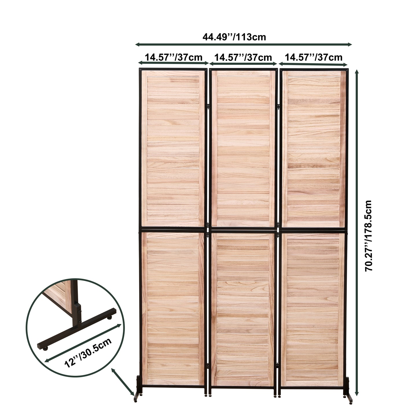 6 Ft Wood Folding Privacy Screen, Free Standing Wall Dividers, Room Separator For Living Room, Bedroom, Dining Room