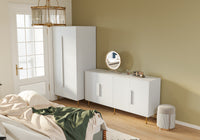 Modern Sideboard Buffet Cabinet with 2 Doors Storage for Living Room Dining Room Entryway White