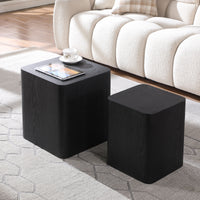 Upgrade MDF Nesting Side Tables Set of 2 - Elegant Black Oak Coffee Tables for Living Room, Office, Bedroom - Versatile End Tables