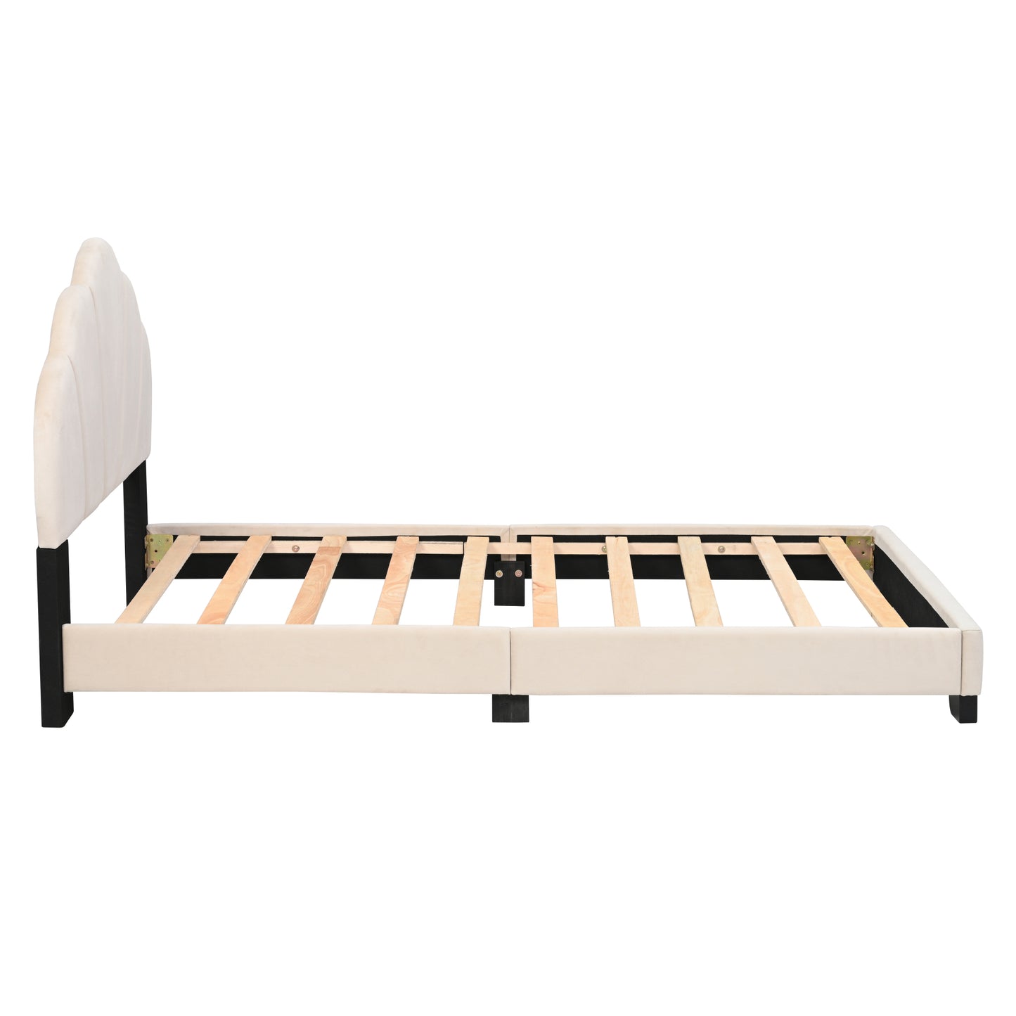 Twin Size Platform Bed For Kids, With Slatted Bed Base, No Box Spring Needed, Shell Design