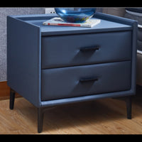 Modern Nightstand With 2 Drawers, Night Stand With PU Leather And Hardware Legs, End Table, Bedside Cabinet For Living Room/Bedroom