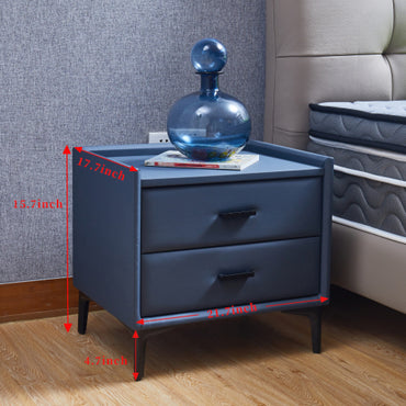 Modern Nightstand With 2 Drawers, Night Stand With PU Leather And Hardware Legs, End Table, Bedside Cabinet For Living Room/Bedroom