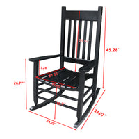 Wooden Porch Rocker Chair Black Without Mat