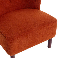 Burnt Orange Upholstered Armless Accent Chair Lambskin Sherpa Modern Sofa for Living Room Bedroom Small Spaces