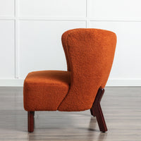 Burnt Orange Upholstered Armless Accent Chair Lambskin Sherpa Modern Sofa for Living Room Bedroom Small Spaces