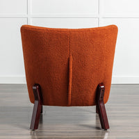 Burnt Orange Upholstered Armless Accent Chair Lambskin Sherpa Modern Sofa for Living Room Bedroom Small Spaces