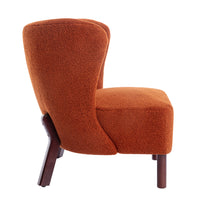 Burnt Orange Upholstered Armless Accent Chair Lambskin Sherpa Modern Sofa for Living Room Bedroom Small Spaces