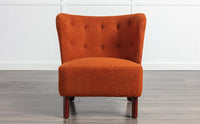 Burnt Orange Upholstered Armless Accent Chair Lambskin Sherpa Modern Sofa for Living Room Bedroom Small Spaces