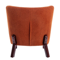 Burnt Orange Upholstered Armless Accent Chair Lambskin Sherpa Modern Sofa for Living Room Bedroom Small Spaces