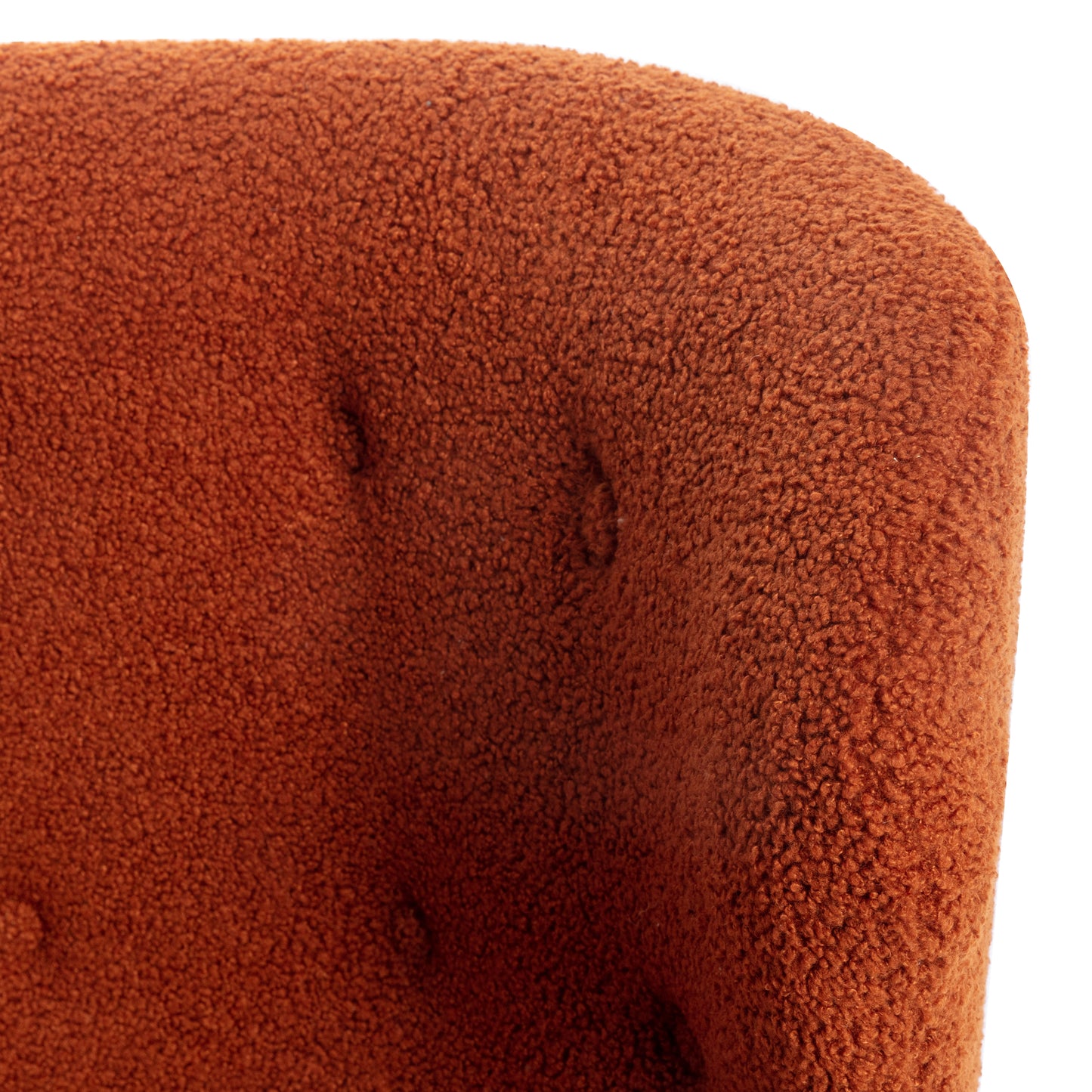 Burnt Orange Upholstered Armless Accent Chair Lambskin Sherpa Modern Sofa for Living Room Bedroom Small Spaces